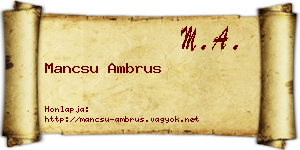 Mancsu Ambrus névjegykártya